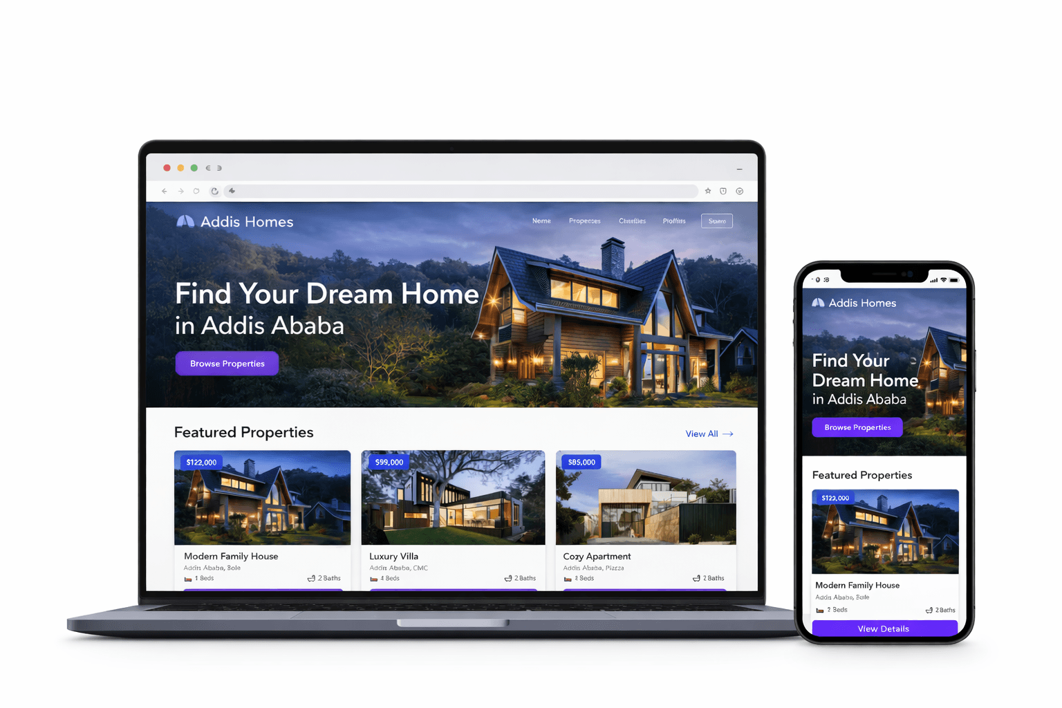 Addis Homes real estate project preview